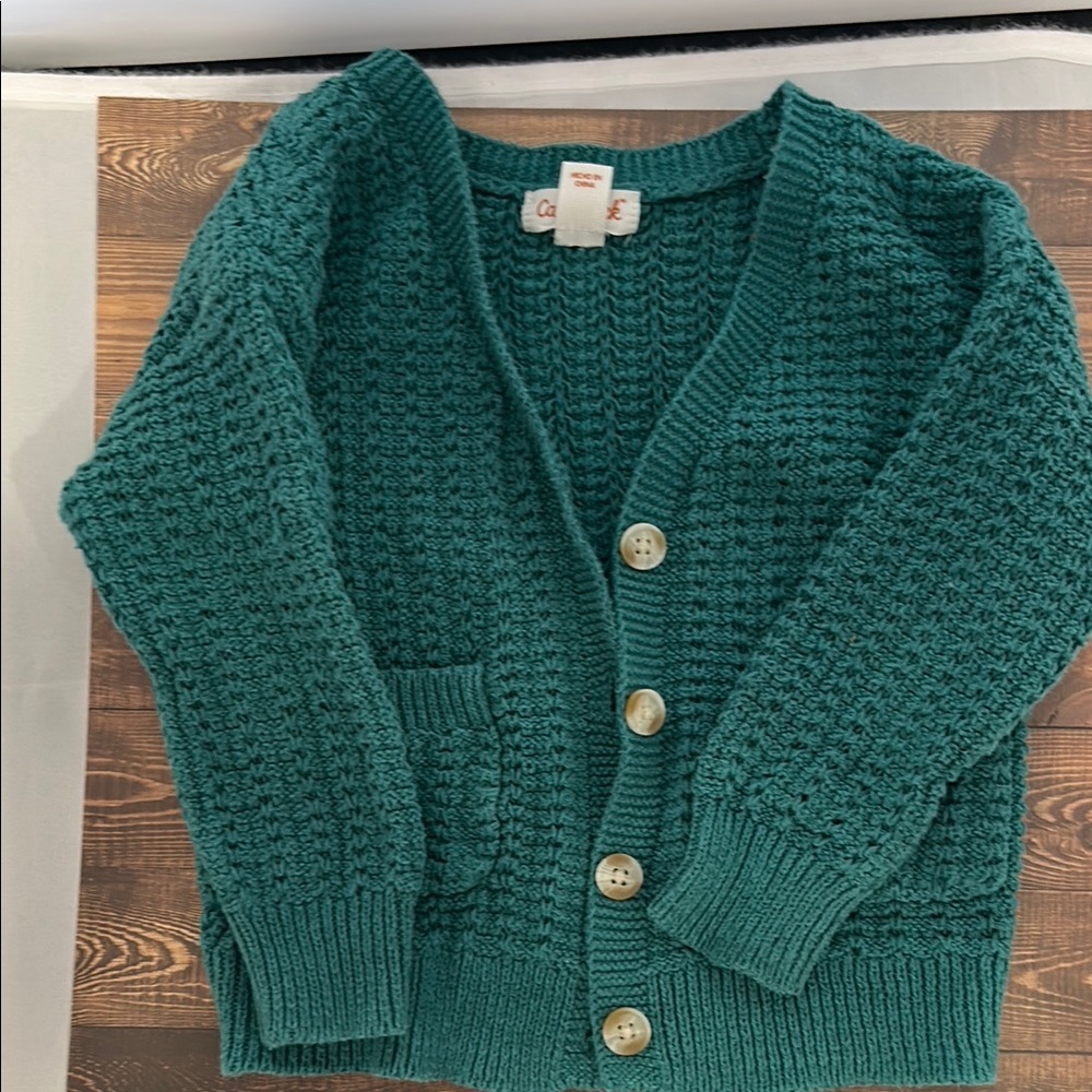 Cat & Jack Green Chunky Knit Cardigan Sweater